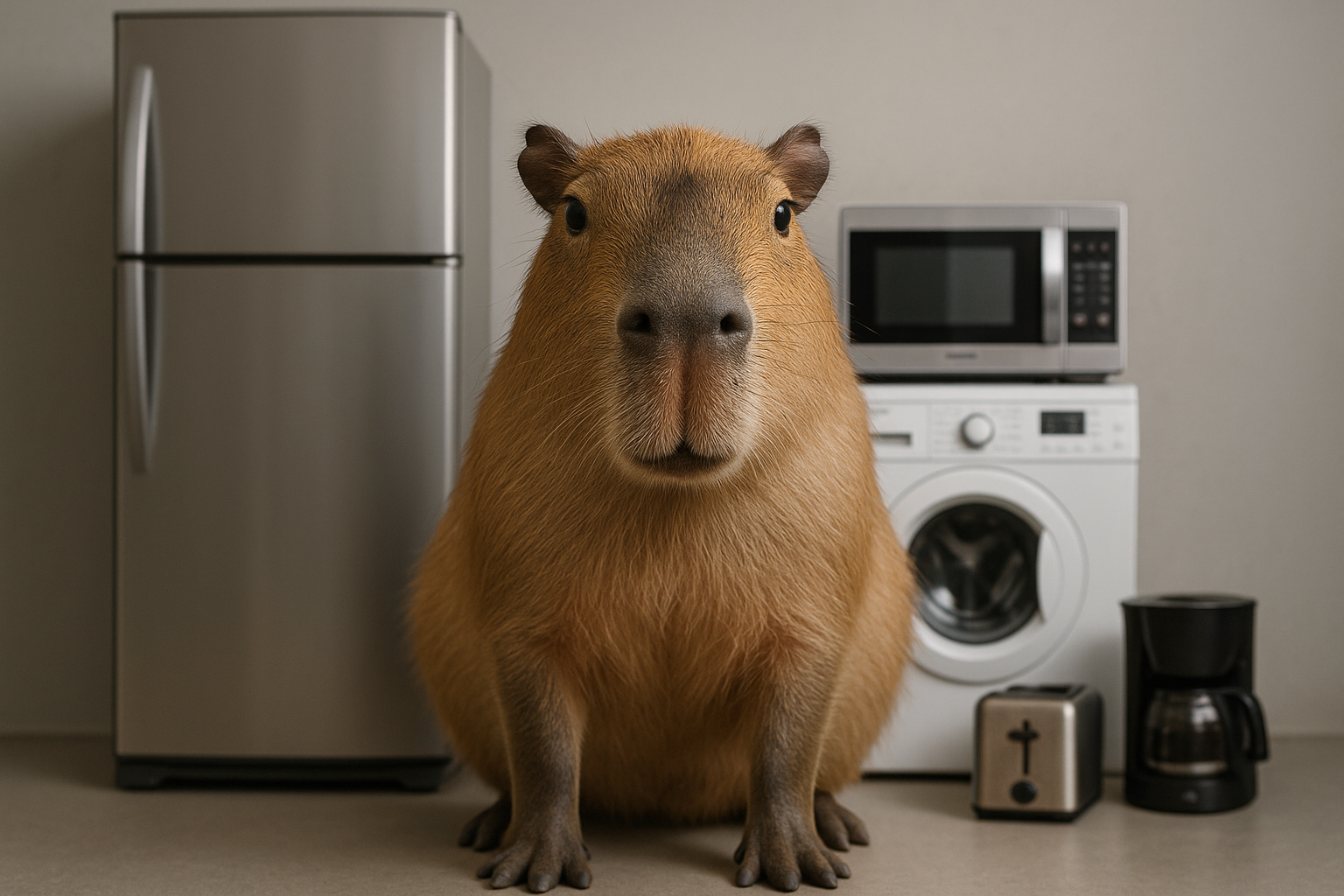 Capibara mostrando electrodomesticos